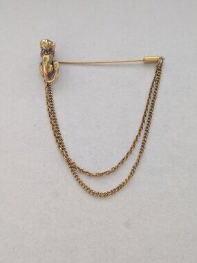 Vintage Retro Gold Tone Lion Stick Pin